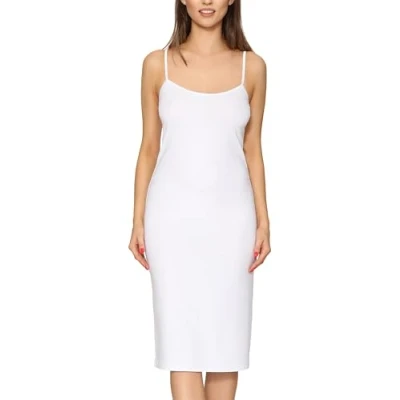 Afbeelding van Merry Style MS MS10 402 UW Dames Onderjurk Nachthemd lang ronde hals verstelbare Spaghetti bandjes Viscose Wit 3XL