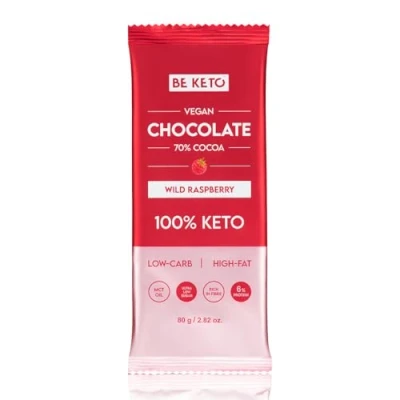 Afbeelding van Be Keto Chocolate + MCT Oil Wilde Framboos Pure Chocoladereep 90 g Koolhydraatarm Suikervrij dieet