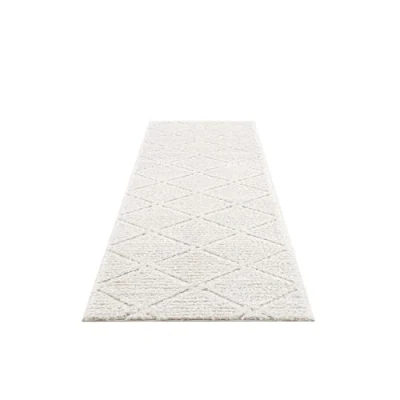 Afbeelding van carpet city Gangtapijt, hoogpolig, 80 x 300 cm, landelijke stijl, effen, crème, met lus, diep, 3D effect, pluizig, zacht, voor slaapkamer