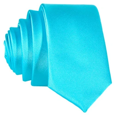Afbeelding van DonDon Handgemaakte smalle herenstropdas, 5 cm, in verschillende kleuren, Glanzend turquoise