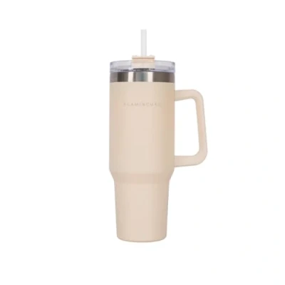 Afbeelding van Flamingueo Thermosbeker thermoskan, koffiethermos, roestvrij staal, thermoskan met rietje, koude dranken 24 uur en warme 10 uur, thermosbeker, 1,18 l