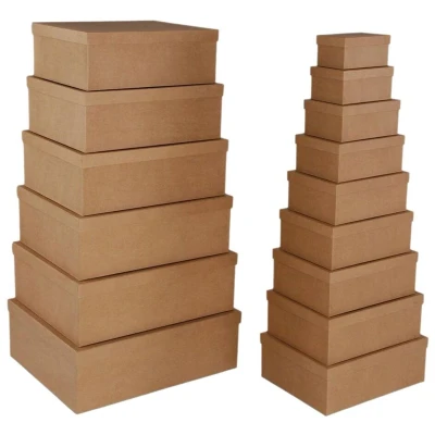 Afbeelding van Set decoratieve dozen Versa Bruin Karton (15 Onderdelen)