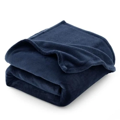 Afbeelding van CozyLux Flanellen fleecedeken, 260 g/m², deken voor eenpersoons/tweepersoonsbed, 150 x 200 cm, grote bank, warm, zacht, marineblauw