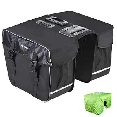 Afbeelding van JOLY FANG Bagagedragertas, fietstas voor bagagedrager, dubbele tas, waterdicht, scheurvaste met regenbescherming, 30 liter inhoud