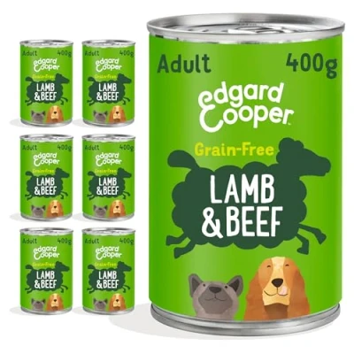 Afbeelding van 6x Edgard &amp; Cooper Blik Vers Vlees Hondenvoer Lam Rund 400 gr