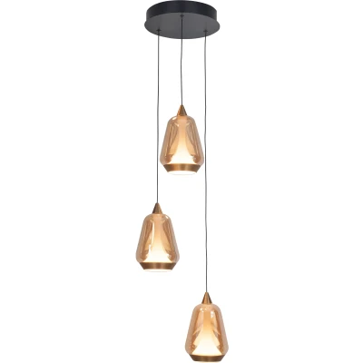 Afbeelding van Highlight Hanglamp Tromba 3 lichts Ø 22 cm amber zwart
