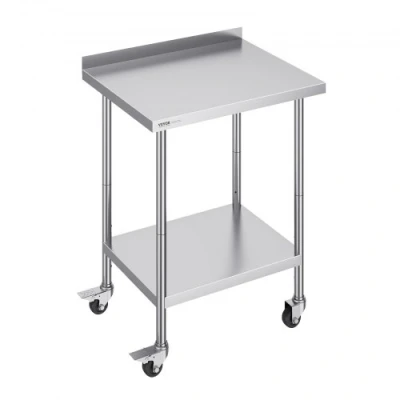 Image de VEVOR Table de Travail en Inox Préparation avec Roulettes 61x76,2 cm