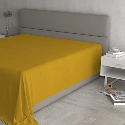 Afbeelding van MAX COLOR Hoeslaken, 100% katoen, effen, mosterd, tweepersoonsbed, 270 x 300 cm