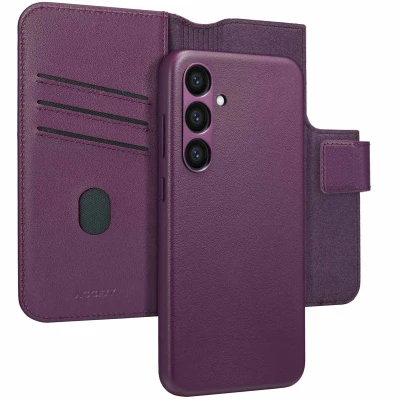 Afbeelding van Accezz Hoesje Geschikt voor Samsung Galaxy S23 FE Met Pasjeshouder Leather Bookcase 2 in 1 MagSafe paars