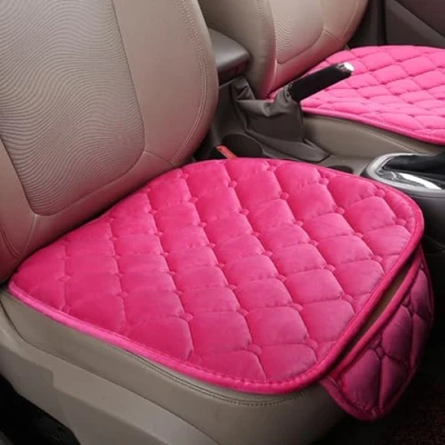 Afbeelding van Autostoelkussen, stoelhoes van fluweel, voor achterstoel, voorstoel, beschermhoes, beschermmat huisdieren (2 voorstoelen, roze)