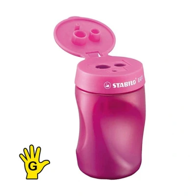 Image de STABILO EASYsharpener Taille crayon ergonomique rose avec réservoir Gaucher