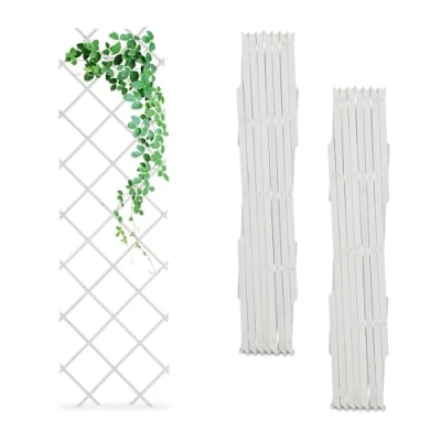 Afbeelding van trellis hout set van 3 180 x 60 cm muur klimplanten wit
