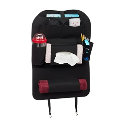 Afbeelding van Relaxdays autostoel organizer auto kind groot bescherming stoel 7 vakken