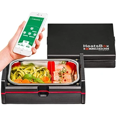 Afbeelding van ROMMELSBACHER Elektrische verwarmde lunchbox HB 100 voor het verwarmen van levensmiddelen, uitgestelde start, roestvrijstalen kom, lekvrij transportdeksel, waterdicht (925 ml)