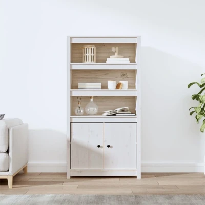 Afbeelding van Hoge kast 80x35x154 cm massief grenenhout wit