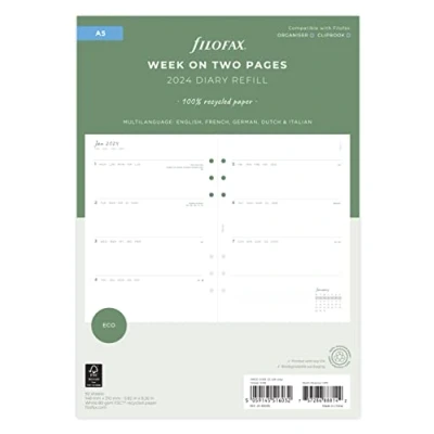 Afbeelding van Filofax Agenda 2024, A5, eco, weekkalender op 2 pagina&#039;s met tabbladen