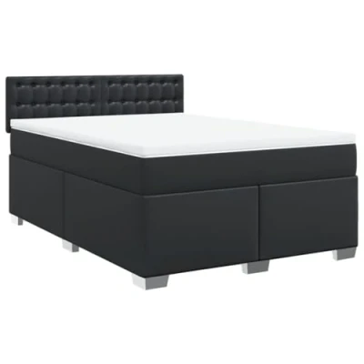 Afbeelding van vidaXL Boxspring met matras kunstleer zwart 160x200 cm
