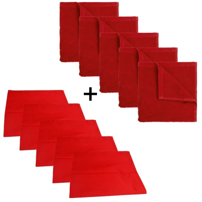 Afbeelding van The One Keuken set 5 x theedoek &amp; keukendoek Rood