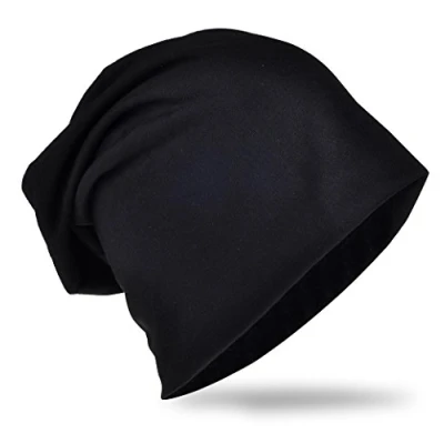 Afbeelding van Miobo Slouch Beanie Muts, lang, effen, heren en dames, zwart.