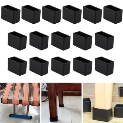 Afbeelding van 16 stuks rechthoekige siliconen stoelpootbeschermers, 15 x 30 mm, stoelpootdoppen, krukbeendoppen ter voorkoming van krassen op de hardhouten vloer en