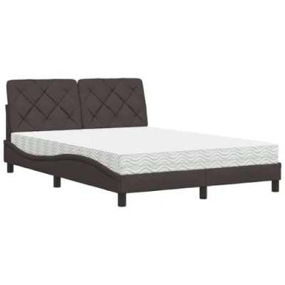 Afbeelding van vidaXL Bed met matras stof donkerbruin 140x190 cm