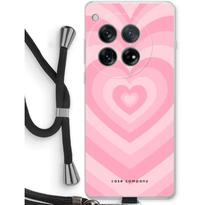 Afbeelding van Case Company® hoesje met Koord geschikt voor OnePlus 12r Hart Roos Telefoonhoesje Zwart Bescherming aan alle Kanten en Over de Schermrand
