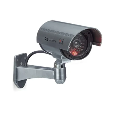 Afbeelding van Relaxdays 2x dummy beveiligingscamera voor wandmontage LED licht zilver nepcamera