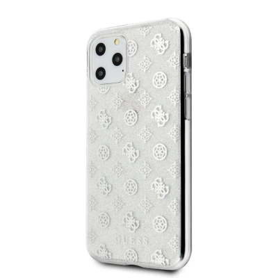 Afbeelding van Zilver hoesje van Guess Backcover Glitter iPhone 11 Pro 4G Peony GUHCN58TPESI