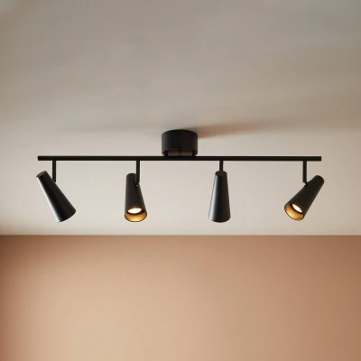Afbeelding van Plafondspot Crest metaal zwart 4 lamps