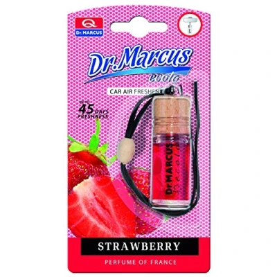 Afbeelding van Dr. Marcus Ecolo Strawberry autogeurtje met neutrafresh technologie Luchtverfrisser auto Tot 45 dagen geurverspreiding 4,5 ml