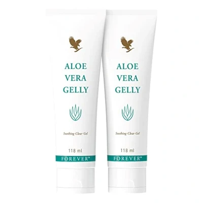 Afbeelding van Forever Aloë Vera Gelly 85% pure verkoelende verzorgende aftersun gel trekt zonder resten in, voedend, glutenvrij, dermatologisch gecertificeerd, 2 x 118 ml