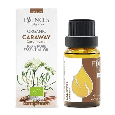 Image de Essences Bulgaria Huile Essentielle de carvi Bio 15 ml Carum 100% Pur et Naturel Non Dilué Qualité Thérapeutique Aromathérapie Cosmétiques Sans cruauté OGM