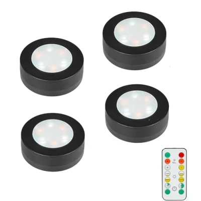 Afbeelding van MOUJUCHI Set van 4 wandlampen op batterijen met afstandsbediening, dimbare helderheid voor kast, trap, laden, toonbank