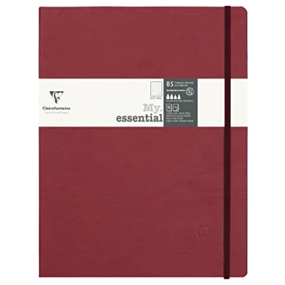 Image de Clairefontaine 794432C Collection Age Bag Un Carnet Élastiqué Cousu MyEssential Rouge B5 19x25 cm 192 Pages Numérotées DOT Papier Ivoire 90 g Couverture Carte Lustrée Grain Cuir