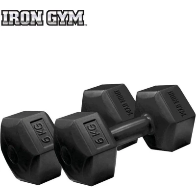 Afbeelding van Iron Gym Dumbbell Set 2x 6 kg grote robuuste Dumbbells Gietijzer Fitness accessoire