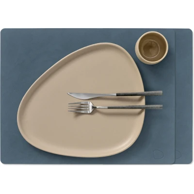 Afbeelding van LIND DNA Placemats Nupo Leer Dark Blue 45 x 35 cm 2 Stuks