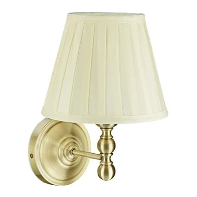 Afbeelding van Relaxdays Wandlamp antiek stoffen lampenkap E14 fitting muurlamp woonaccessoire