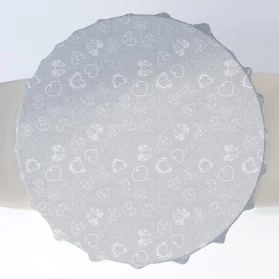 Afbeelding van Home Direct Rond tafelkleed van tafelzeil, pvc, veegt schoon te maken, lichtgrijs, zilver, 140 cm