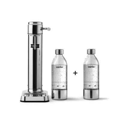 Image de Aarke Carbonator 3, Machine à Soda avec 2 x Bouteilles d&#039;eau (800ml), Finition Acier