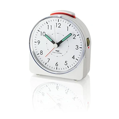 Afbeelding van TFA Dostmann 60.1513.02 Wekker Analoog Radiogestuurde tijdsaanduiding Stil uurwerk &quot;Sweep&quot; Alarm Snooze Kunststof Lichtgevende wijzers Schermverlichting Wit