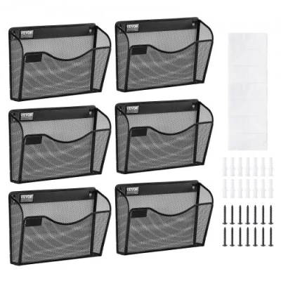 Image de VEVOR Support mural pour dossiers en maille 6 pièces 1 poche bureau école