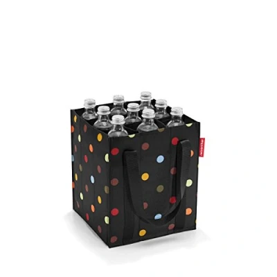 Afbeelding van Reisenthel Bottlebag Flessentas 9 Flessen 1Ltr 1L Dots Zwart