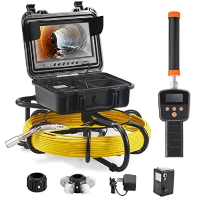 Image de VEVOR Caméra Inspection Canalisation Localisateur 512 Hz Endoscope Drain 50 m écran 9&#039;&#039; Enregistreur Dvr étanche IP68 12 Led Réglables Carte Sd 16