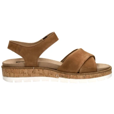 Afbeelding van SUB55 Sandalen met sleehak, Dames, Maat: 38, Cognac Leer