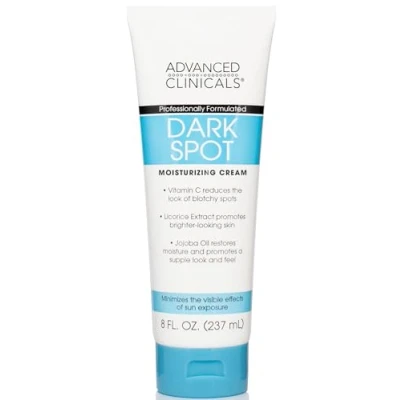 Afbeelding van Advanced Clinicals Anti donkere vlekkencrème met vitamine C. Hydrochinon vrij voor ouderdomsvlekken, gevlekte huid, gezicht, handen, lichaam, grote tube van 237 ml