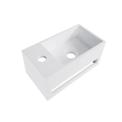 Afbeelding van Wiesbaden Julia fontein links Solid surface 35 x 20 16 cm mat wit