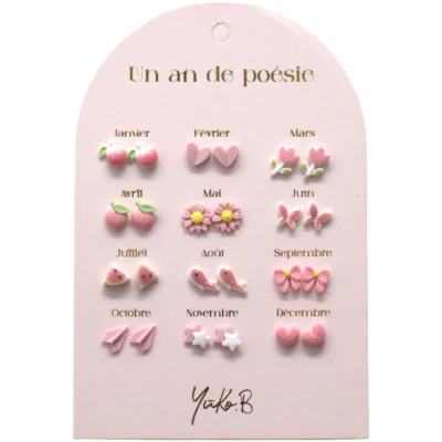 Afbeelding van Yuko b. oorbellen roze 12 paar
