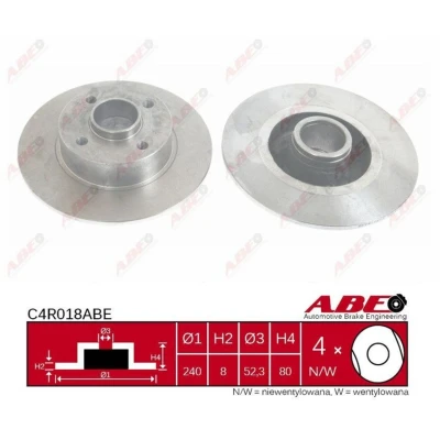 Afbeelding van KRAFT 6055110 Remschijf 240, 240,0 8,0 4 volledig Zonder wiellager, ABS sensorring RENAULT: CLIO 3, MEGANE 2, Modus / Grand