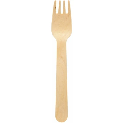 Afbeelding van Biopak wegwerp vorken 10x hout bestek 16 cm bio/eco/milieubewust