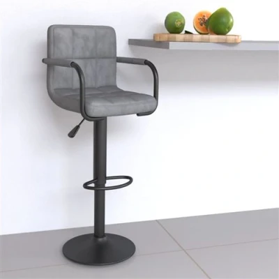 Image de vidaXL Tabouret de bar Gris clair Velours335752
